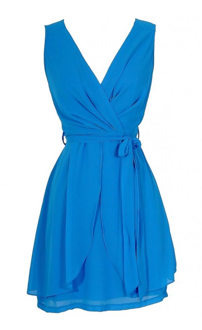 Tiptoe Through The Tulips Chiffon Dress in Blue